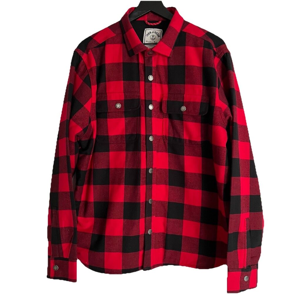 Iron And Resin Buffalo Plaid Shirt Jacket Size XXL Red
